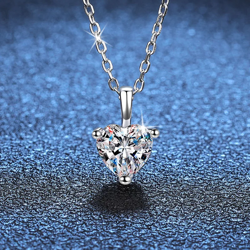 

Luxury 1 Carat Heart Cut Moissanite Pendant Necklace100% 925 Sterling Silver For Women Wedding Party Bridal Fine Jewelry