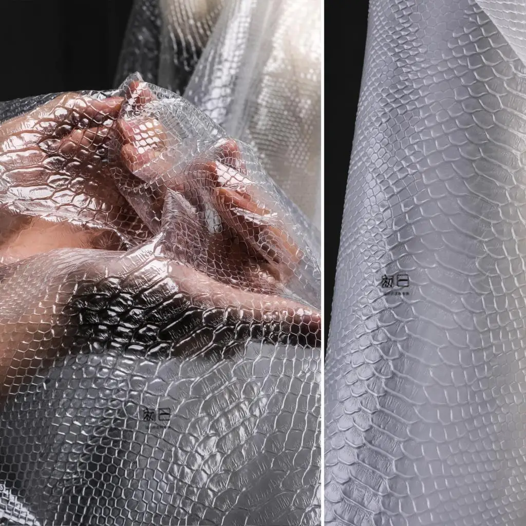 Colorful Creative Translucent Matte And Transparent Snake Skin TPU Waterproof Fabric Design Clothes Bag DIY Decorate Material