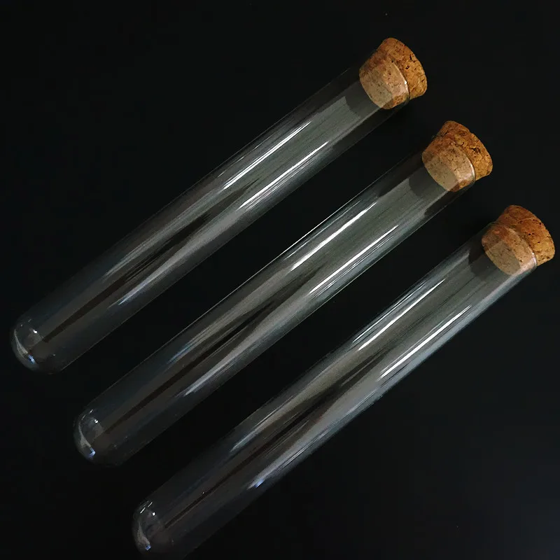 12pcs/lot Clear 30x200mm Glass Test Tube With Cork Round Bottom