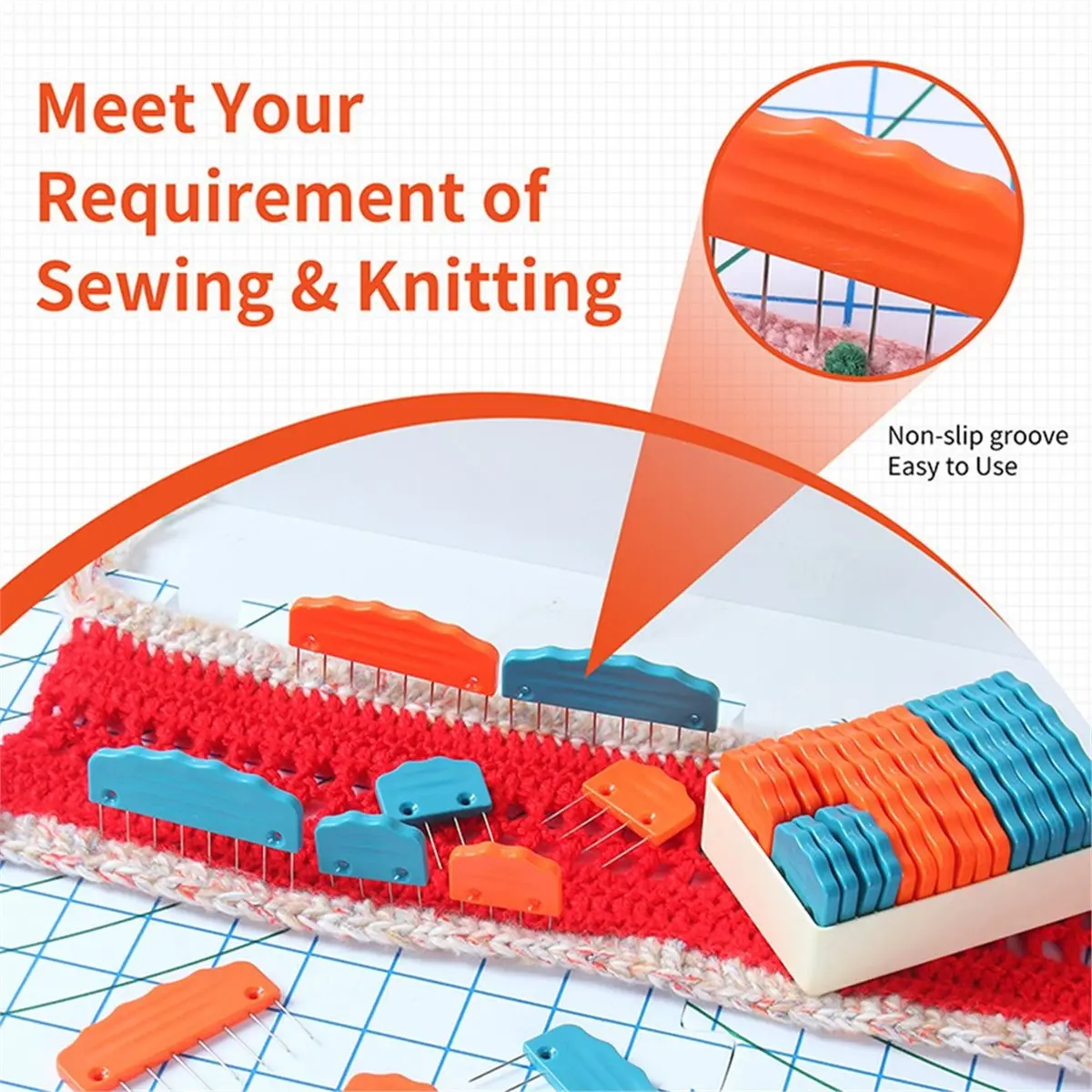 DT81 Knit Blocking Pin Kit, 20pcs Knit Blockers Combs for Crochet Knitting Blocking Board Mats, Knit Blocking Pins