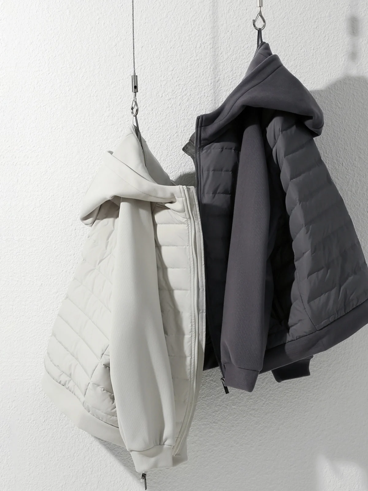 

Fire Lightweight Warm Patchwork Hooded Fce Lined 90 down Jaet Youth Outerwear for Men And Women in Autumn And Winter