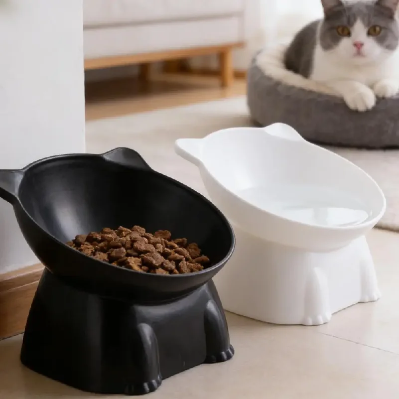 New Cat Bowl Large-capacity Large-diameter Plastic Pet Food Bowl Neck Protection Tilted Edge Protect Whiskers For Cat And Dog