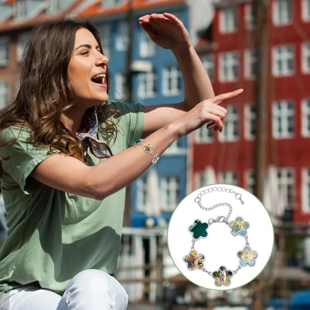 4 مجموعات أساور التسامي سوار نقل الحرارة مع صواني فارغة صور الحافة صينية سوار قابل للتعديل سوار التسامي