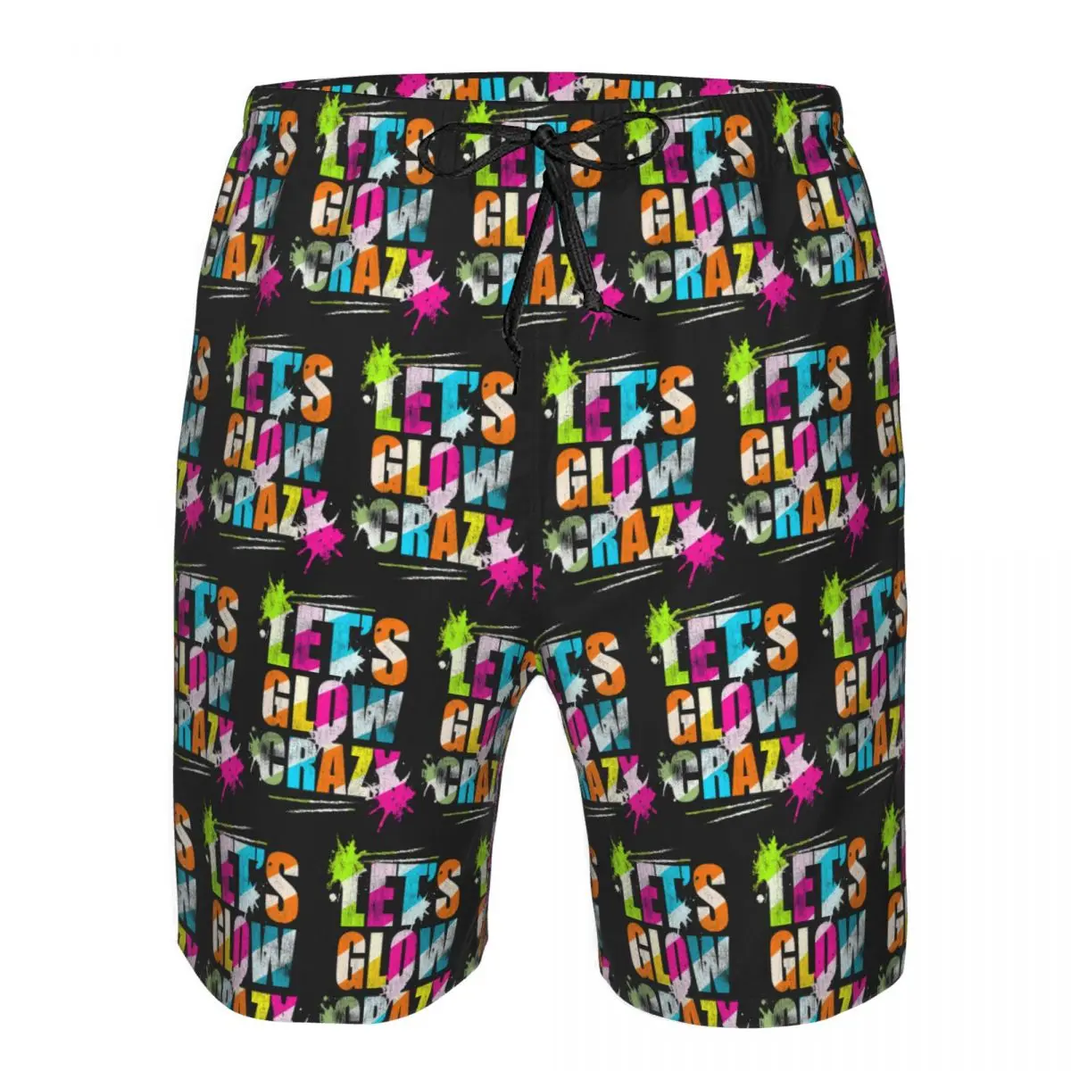 

Let's Glow Crazy Neon Party Light Rave Trunks Beach Board Shorts Casual Quick Dry Swim Summer Men Pants