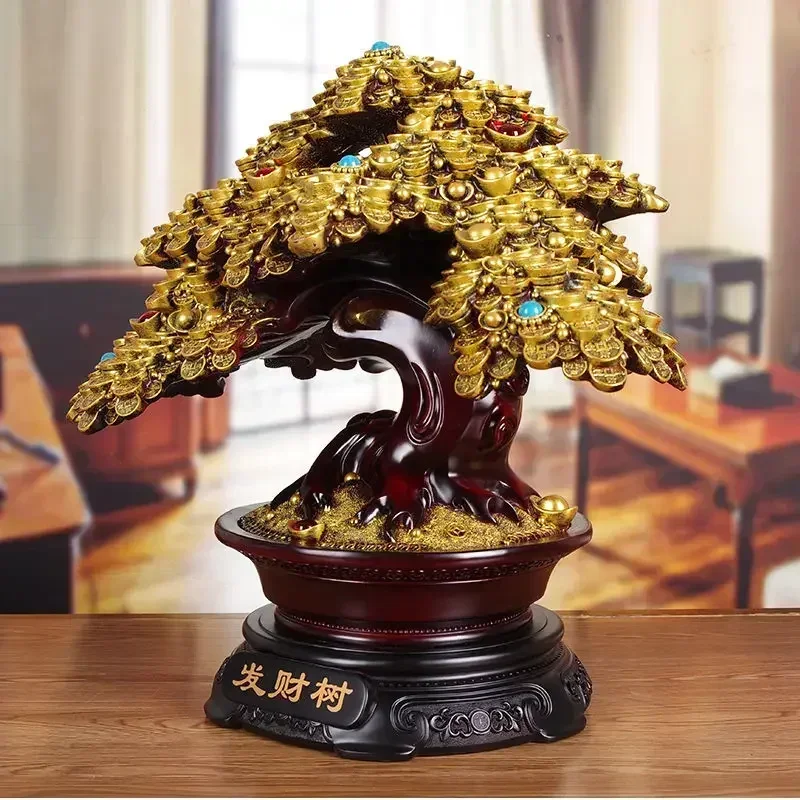 Feng Shui Attract Wealth Fortune Lucky Tree Ornament Store Opening Living Room Store Decor