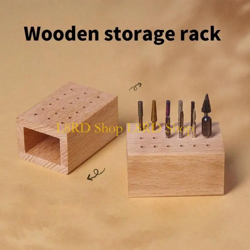 L8RD Nails Drill Bits Holder Wooden Nails Tools Container Manicure Tools