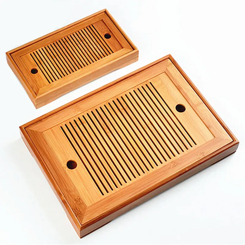 Hot Sale 2 Size Kung Fu Tea Set Natural Wood Bamboo Tray Rectangular Traditional Puer Chahai Table