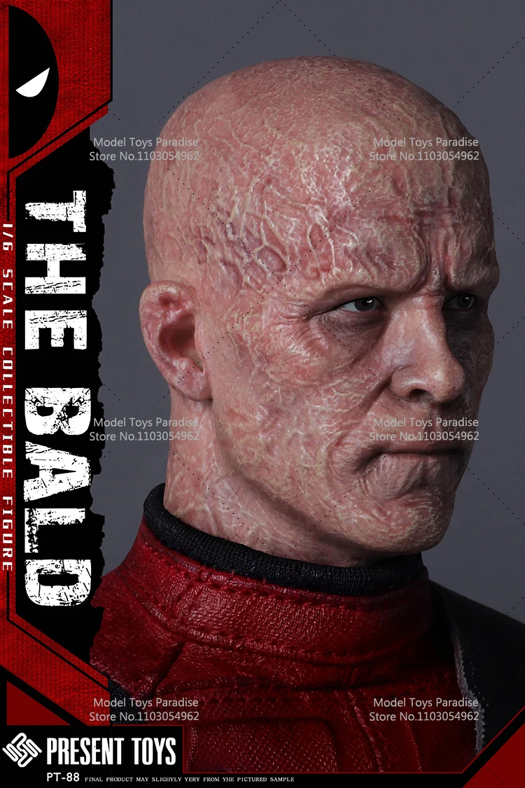 PRESENT TOYS PT-SP88 1/6 Men Soldier Deadpool Head Sculpt Antihero Bald Head Fit 12inch Mobile Action Figure Body