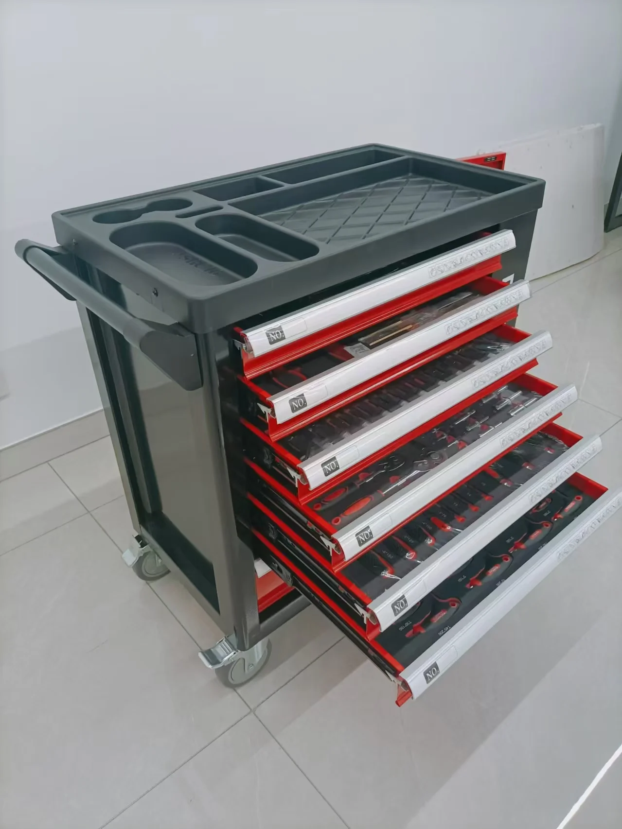 258 قطعة أداة الصدر/عربة/خزانة أدوات المرآب مع صندوق مجموعات الأدوات لإصلاح الميكانيكي OEM دعم Caja De Herramientas