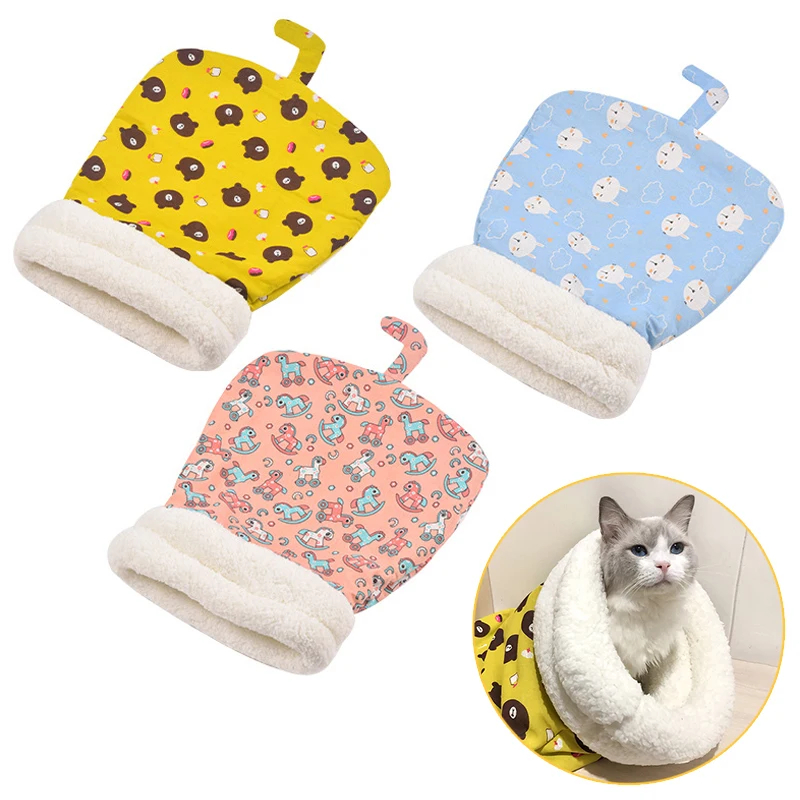 Winter Warm Cat Sleeping Bag Fluffy Feel Thickened Pet Pocket Type Quilt Bed Kitten Puppy Soft Comfortable Nest Pet Supplies