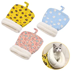 Sac de couchage moelleux pour animaux de compagnie, lit de couette, accent doux et confortable, drapeau épaissi, type de poche, fournitures pour animaux de compagnie, chat, chaton, chiot, chaud, hiver