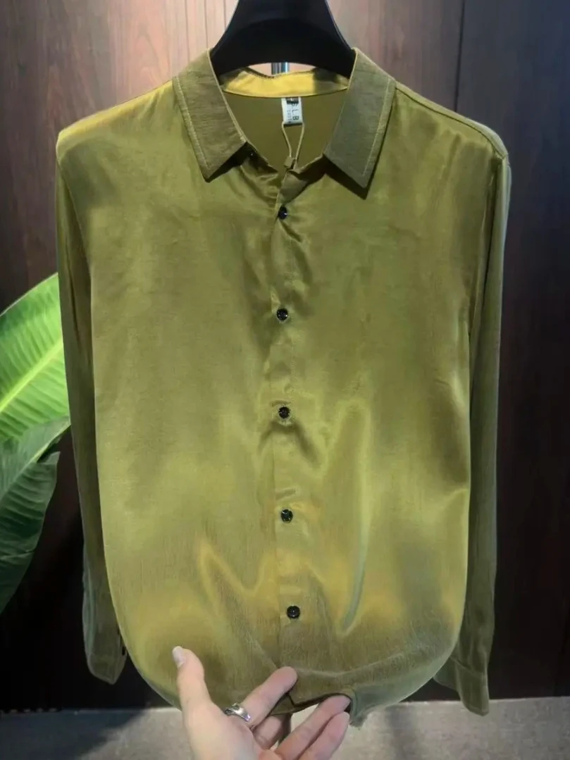 

Men's Long Sve irt Spring Autumn New Faion Casual Versatile Comfortable Busin European Sle Stand Fit No Brand