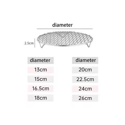 Round Air Fryer Rack With Legs Stackable Grid Grilling Rack Stainless Steel Anti-corrosion For Home Kitchen Oven Steamer Cooker