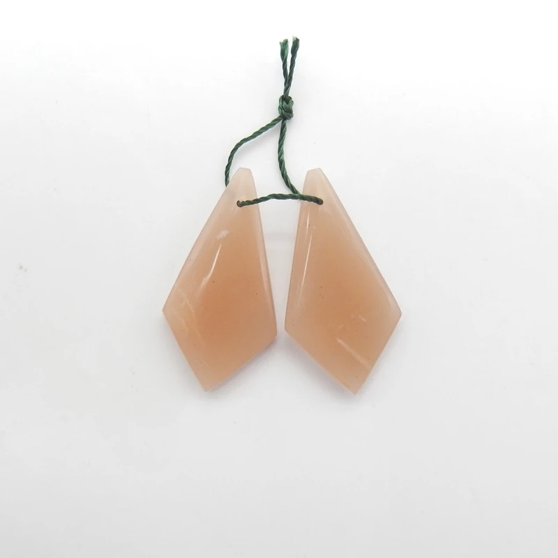 Natural Red Sun Sitara Gemstone Earrings Handmade Fashion Jewelry Bead Accessories Women's Tie Shape 33x17x5mm 5.8g