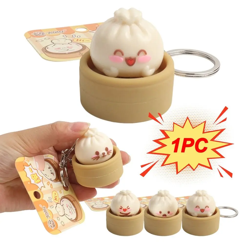 

Mini Steamed Bun Stress Relief Slow Rebound Simulation Dim Sum Clicker Keychain Kneading Decompression Bun Hanging Decoration