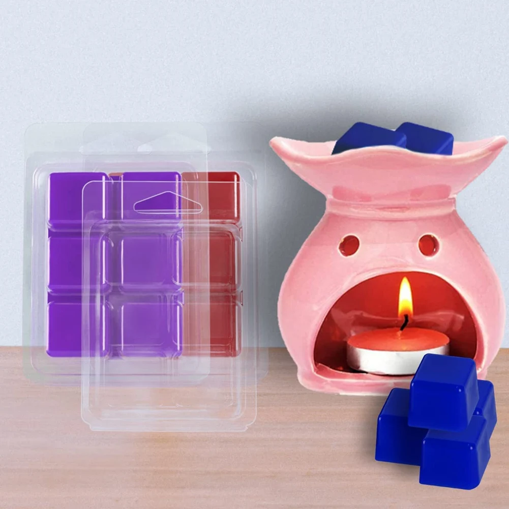 Stock Quantity 100 Packs Wax Melt Clamshells Molds, Clear Empty Plastic Square Tray For Wax Tarts Candles
