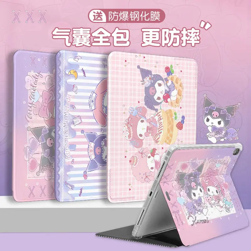 

Sanrio Kawaii My Melody IPad Protective Cases Kuromi Anime Cartoon Airbag Book Type Anti-fall Full-inclusive Protective Covers