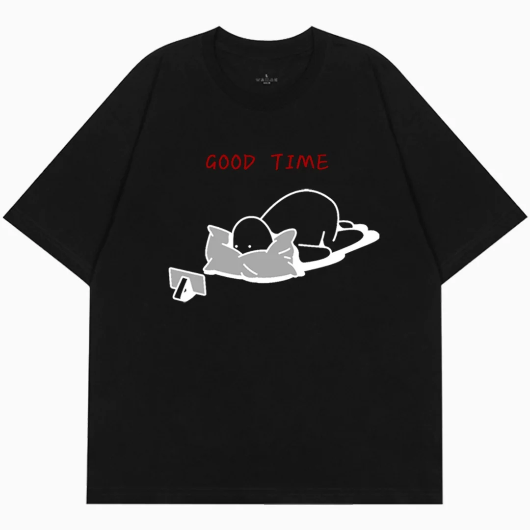 Jogue com um telefone celular impresso camiseta gráfica verão moda lazer high-end versátil puro algodão masculino e feminino camiseta