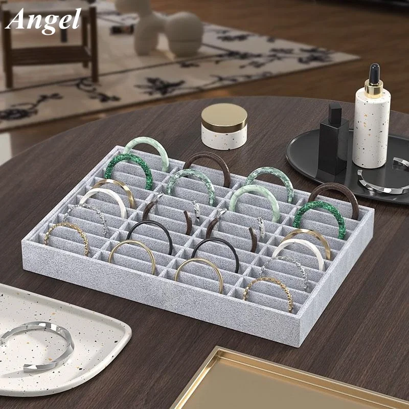 

Wood 40 Grids Jewelry Bangle Display Collection Storage Showcares Organizer Tray