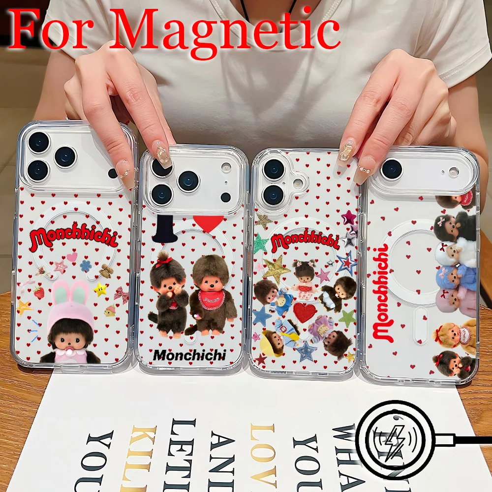 NEW Cute M-Monchhichis Magnetic Phone Case for Samsung Galaxy S26 S25 S24 S23 S22 S21 S20 FE Edge Plus Ultra 5G Clear TPU Cover