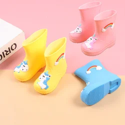 Kids Rubber Rain Boot Cute Cartoon Water Shoes for Boys Waterproof PVC Non Slip Girl's Boot Infant Toddler Soft Sole Rains Shoes