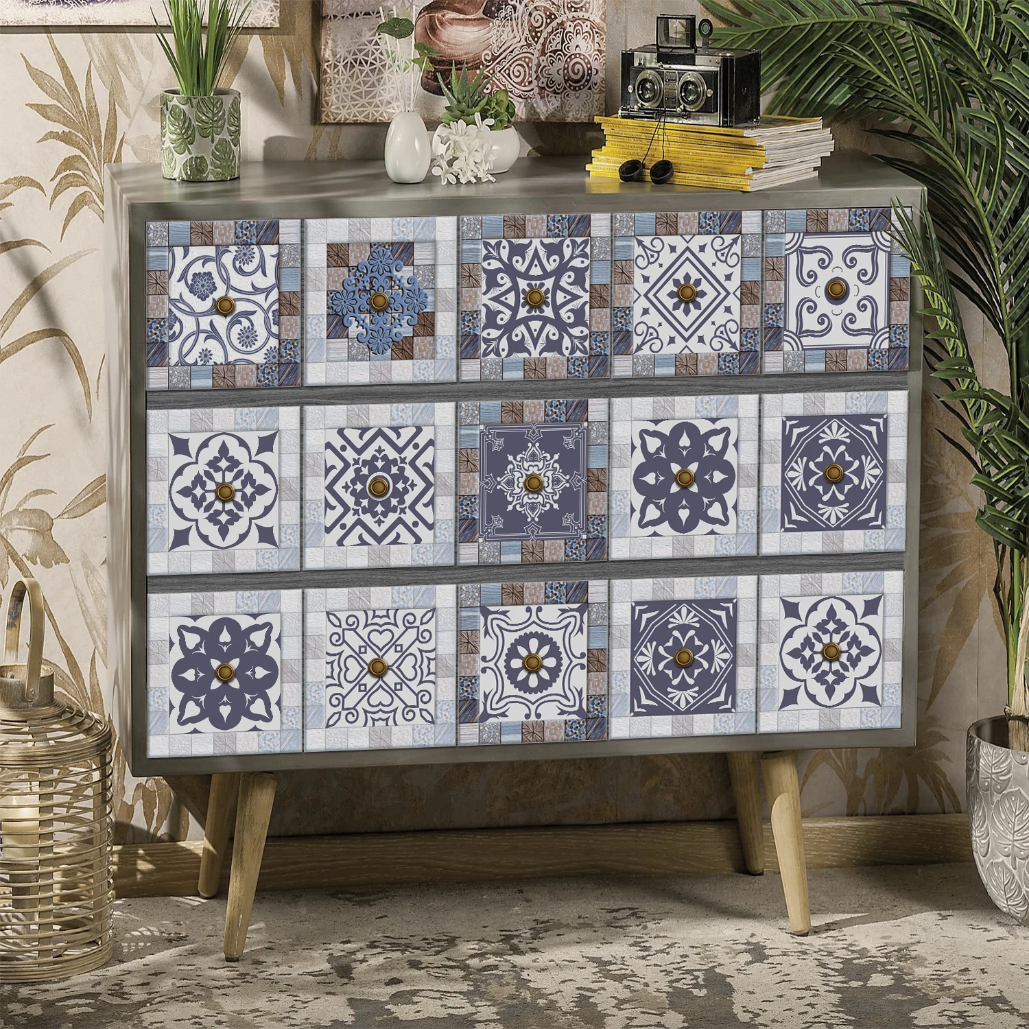 

24Pcs Tile Stickers European Pattern Self Adhesive Waterproof Wall Decal for Kitchen Bathroom Floor DIY Home Decor