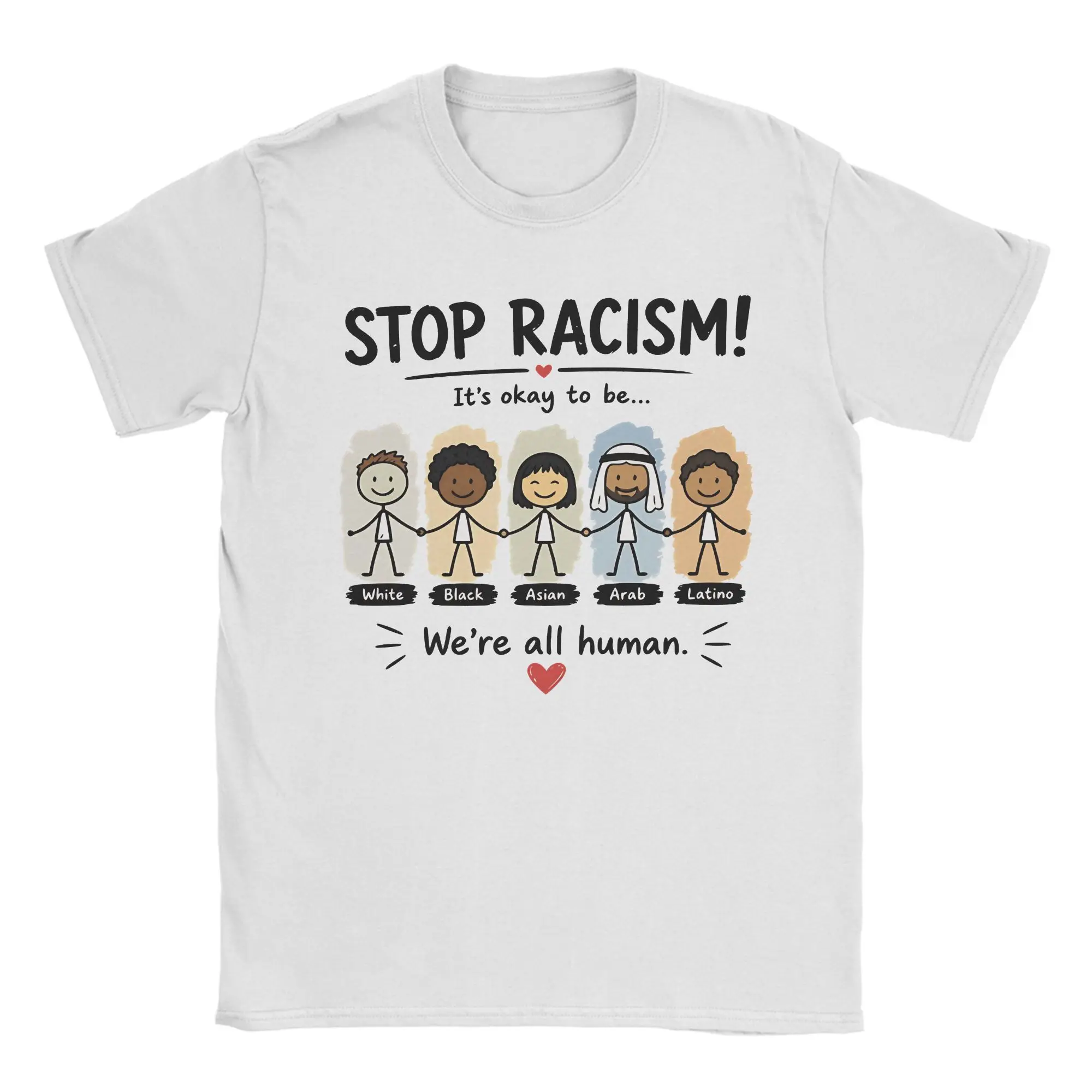 Men Stop Racism It's Okay to Be T Shirts  Cotton Clothes Summer Vintage Short Sleeve T Shirt O-Neck Casual Tshirt Large Size
