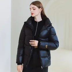 Chaquetas de algodón a la moda para mujer, Parkas largas con capucha, abrigo impermeable grueso y cálido, abrigos negros para mujer Hj5