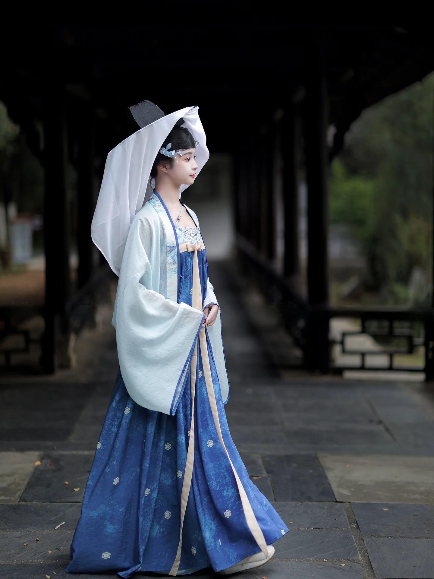 Yangguan Blue Snow Tang Dynasty Hanfu Set New Summer Open Cardigan Chest Length Skirt Ensemble Chinese Brand Silk Material