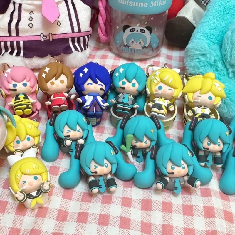 Minidoll Hatsune Miku Rin Len Chain Soft Rubber Keyring Phone Pendant 2024 Keychain Kaito Backpack Anime Model  Fufu Figure Gift