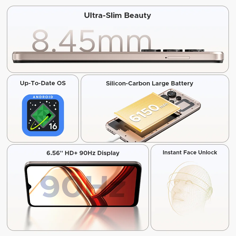 World Premiere DOOGEE Note56 X Lite Smartphone 6150mAh Battery 6.56'' Display 12GB RAM(3GB+ 9GB) 32GB ROM Android 16 Cell Phone