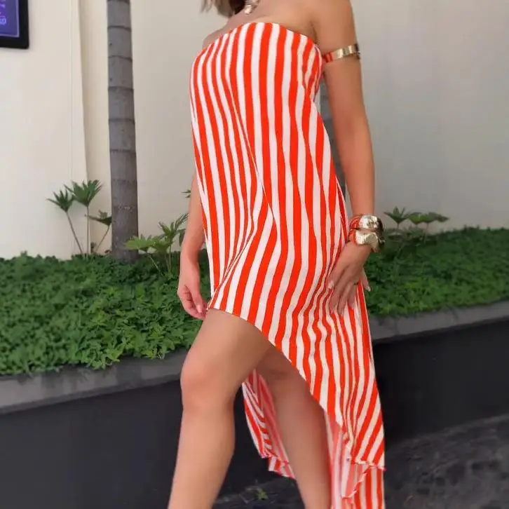 2025 novo sexy solto svel envoltório dr listrado casual commute sle feminino dr cintura solta versão h peça única