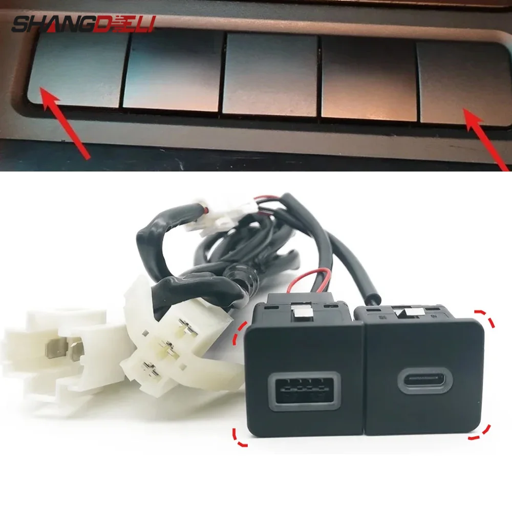 

12V/24V Red LED Fit For Golf 6 Jetta 5 MK5 Scirocco 2006 - 2012 USB QC3.0 PD Type C Charger Socket Dual Charging Power Adapter