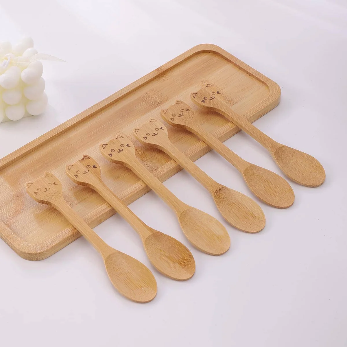 A Pack of 6 Bamboo Cartoon Spoons