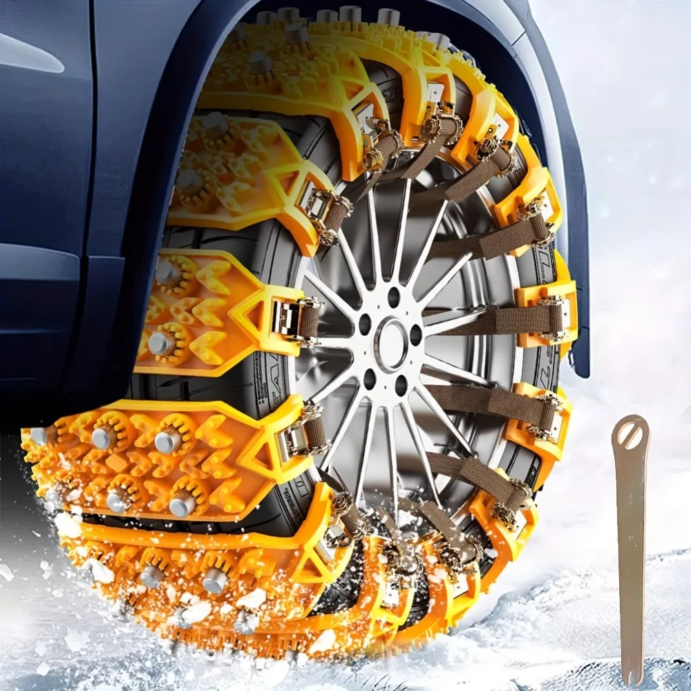 KKJOY Universal Snow Chains for Tires – Heavy-Duty Steel Links for SUVs & Trucks, Easy Install Non-Slip Winter Traction