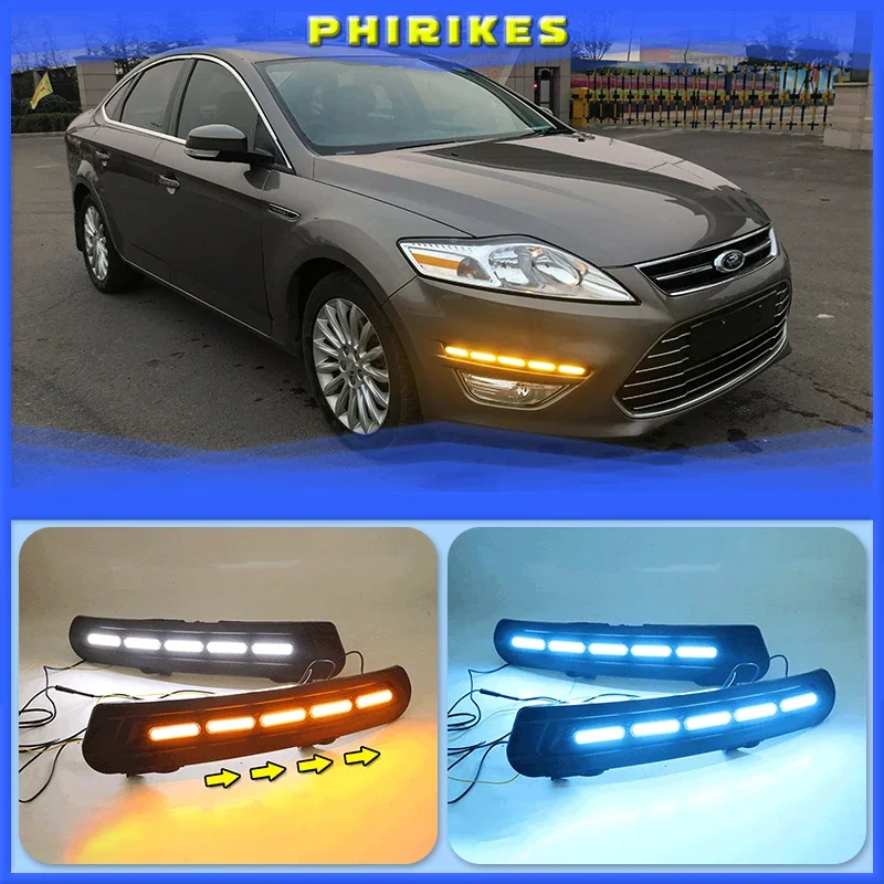 

1Pair For Ford Mondeo 2011-2013 Car-styling Front LED DRL Daytime Running Light Daylight Driving Fog Lamp Flashing light