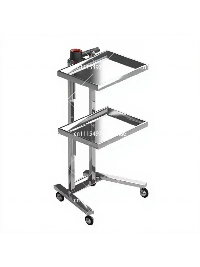 Stainless Steel Foldable 2-Tier Tool Cart Trolley for Beauty Salon Barber Shop Storage Workbench