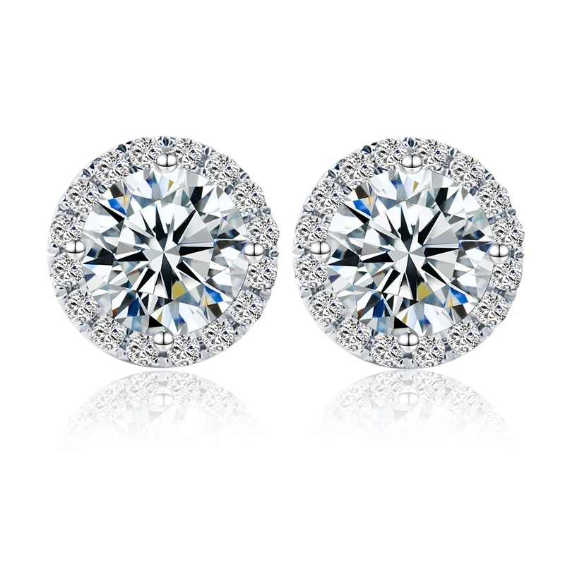 

Provence 925 Sterling Silver Halo Stud Earrings 4*4mm Cushion Cut Moissanites GRA Cert Everyday Earrings For Women Birthday Gift