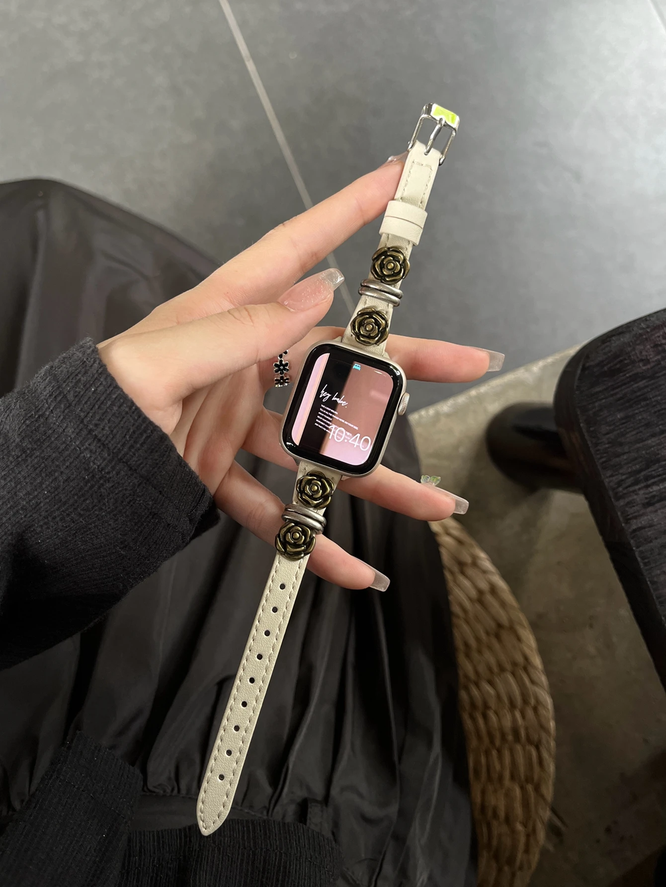 Leather Loop For Apple Watch band women white Ultra 10/9/8/7/6/5/4/3/2/1 SE 38mm 40mm 41mm 42mm 44mm 45mm 46mm