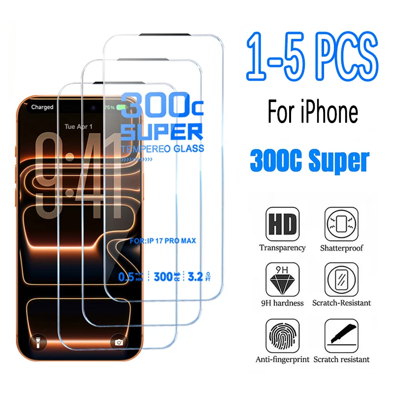 1-5PCS Full Coverage Tempered Glass HD for iPhone 18 Pro Max 17 16 Plus 15 14 13 Pro Anti-Scratch Screen Protector