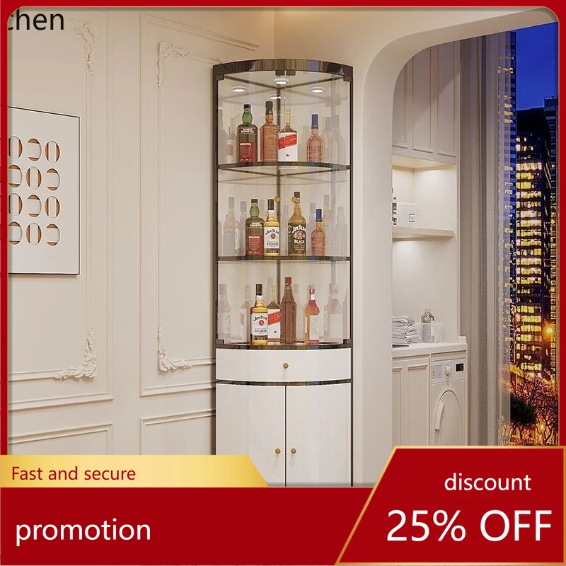 

CZ Glass Wine Triangle Cabinet Living Room Corner Cabinet Fan-shaped Wall Corner Wine Cabinet