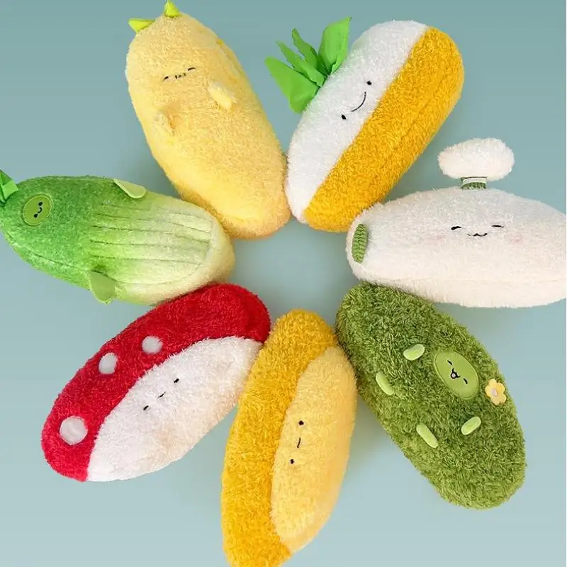 Multifunctional Banana Broccoli Garlic Pen Bag Cartoon Plush Vegetable Fruit Pencil Case Large Capacity Stationery Bag