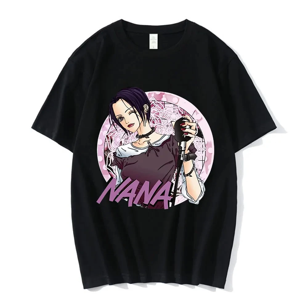 T-shirty z nadrukiem Anime Nana Osaki męskie damskie z krótkim rękawem bawełniane luźna koszulka Oversize Harajuku Streetwear ubrania dla nastolatków