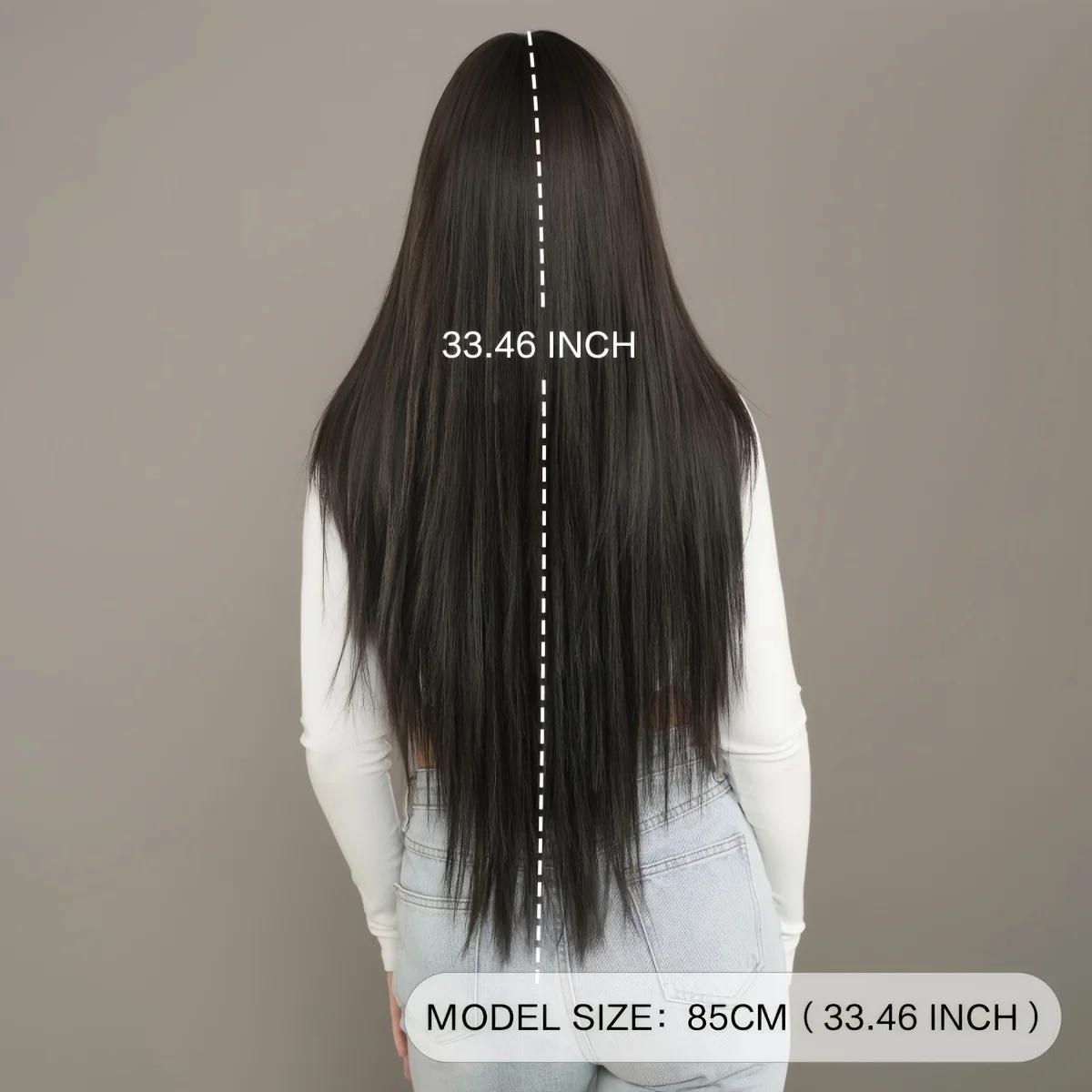 باروكة سوداء مستقيمة أنيقة بطول 8.99 سم مع غرة - جودة عالية، كثافة 150%، ألياف صناعية مقاومة للحرارة للنساء - ide