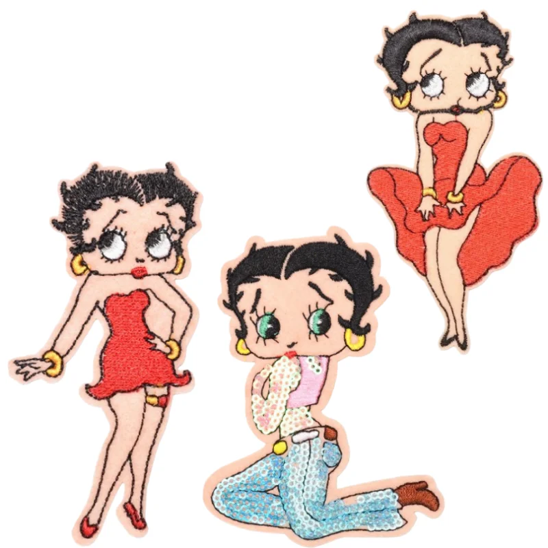 Betty Boop Patch High Color Value Anime Cartoon Character Print Men and Women Student Clothes Repair Embroidery Ironing Paste view 5