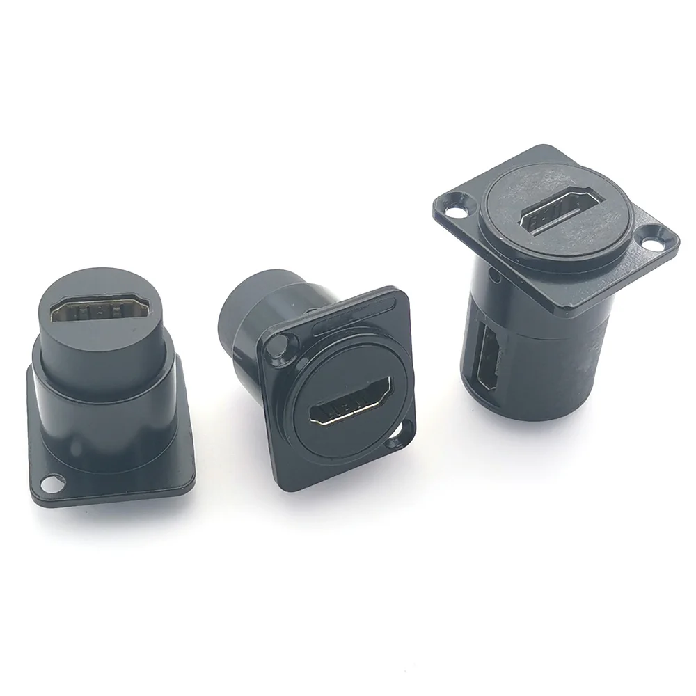 1PC D Type Chassis HD Connector Female Socket Panel Munted Connector HDMI-Compatible Jack With Waterproof Cover