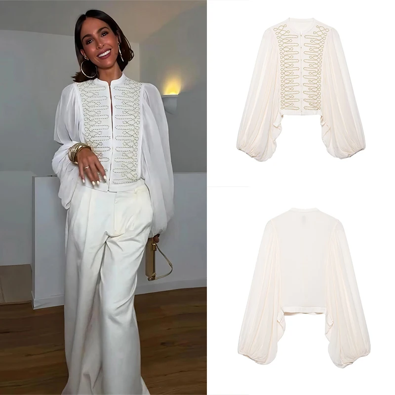Guobioziy Women's Romantic Style Buttoned Shirt 2026 Spring-Autumn Collection French Casual Daily Fashion Slim Tassel Streetwear