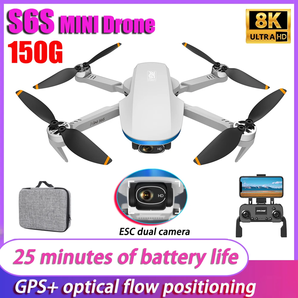 2024 New S6S Mini Drone Professional 8K Ultra HD Camera 5G WIFI FPV GPS Optical Flow Brushless Motor Quadcopter RC Drones Toys