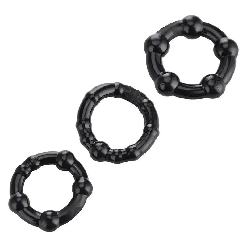 3PCS Penis Rings Crystal Delay Cockring Silicone Bdsm Bondage Erotic Accessories Prostate Adult Sex Toys For Men Male Chastity