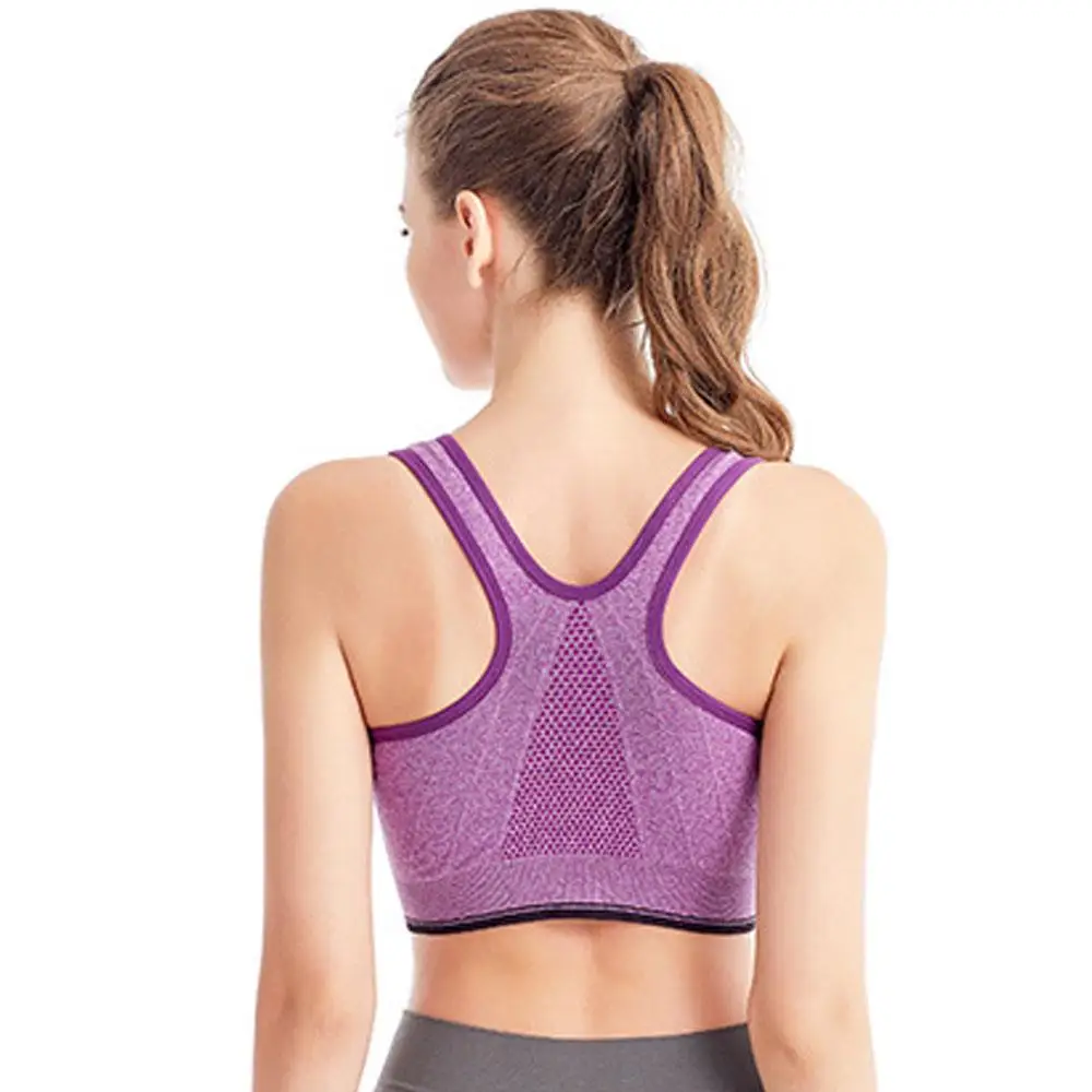 새로운 러닝 피트니스 스포츠 브래지어 앞 지퍼 여성 속옷 Underwire Bralette 플러스 사이즈 Seamless Brassiere없이 충격 방지